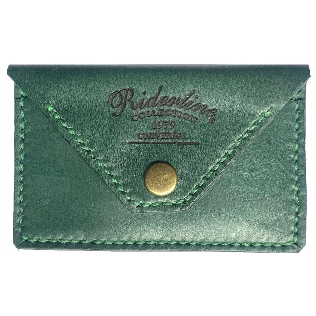 RIDERLINE - TARJETERO DE CUERO  VERDE, MODELO FLORENTINO, PARA  4 O 5 TARJETAS