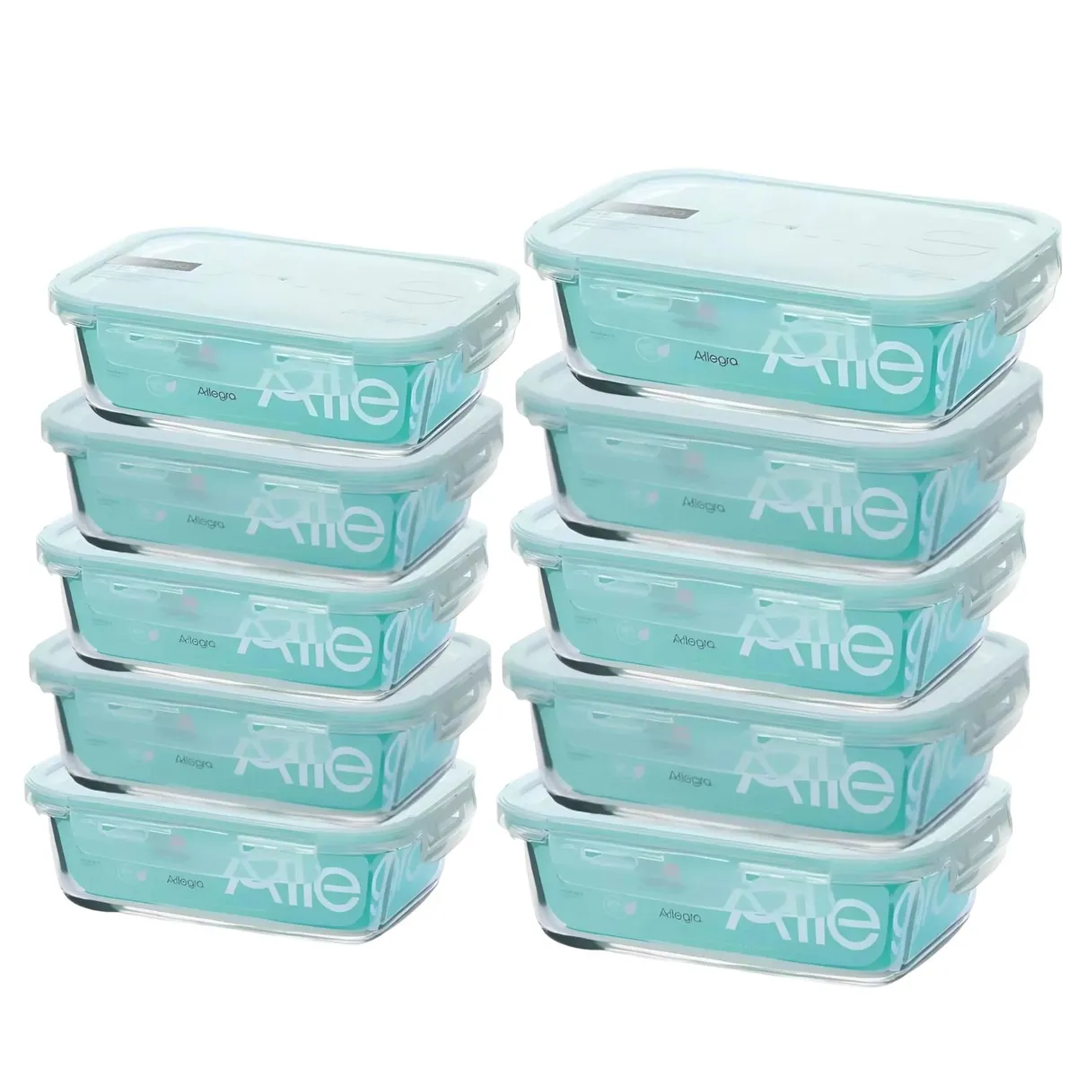 ALLEGRA - Set 10 Contenedores Hermeticos Rectangulares Allegra Vidrio