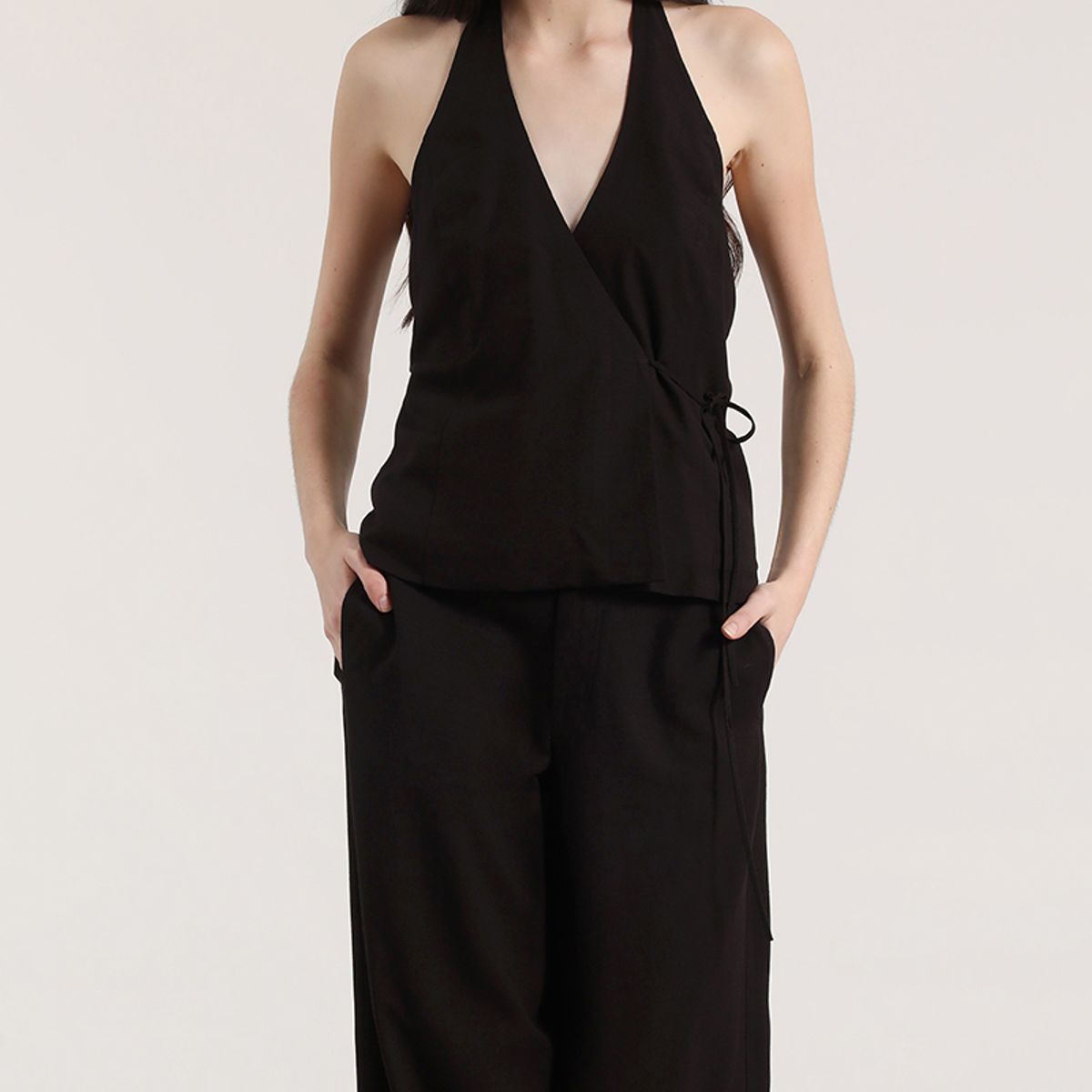 LIOLA - Top halter lino mujer Liola negro