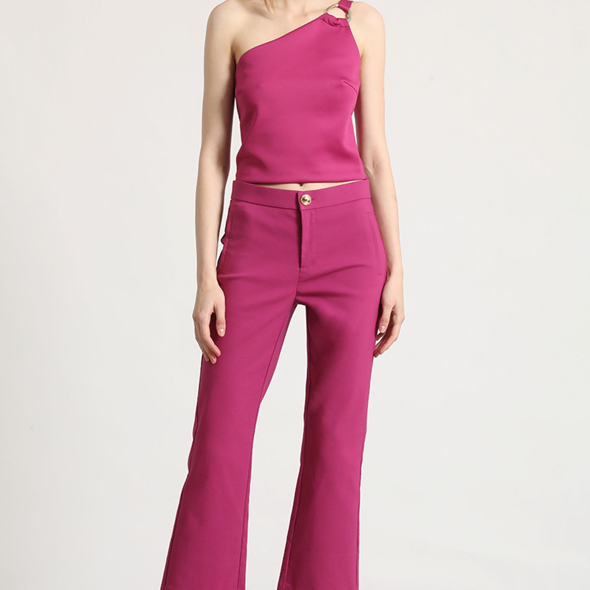 LIOLA - Top asimétrico herraje Liola mujer fucsia