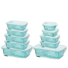 ALLEGRA - Set 10 Contenedores Recipientes Hermeticos Vidrio