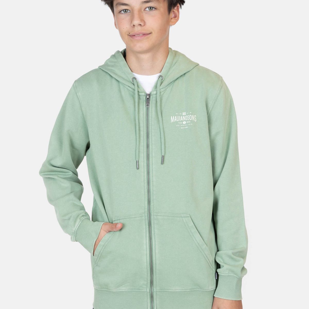 MAUI AND SONS - Poleron FZ  Azyra Verde Infantil Maui And Sons