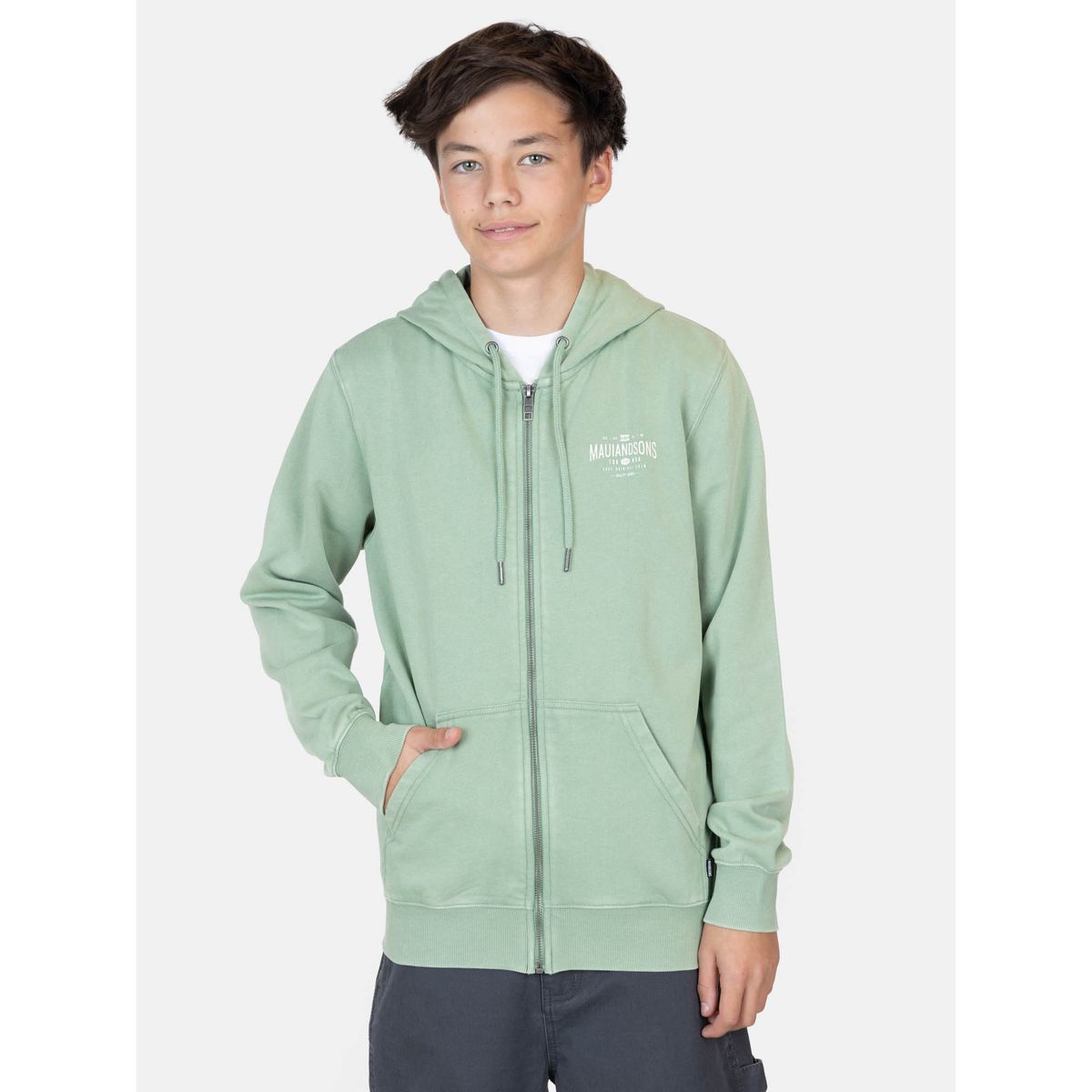 MAUI AND SONS - Poleron FZ  Azyra Verde Infantil Maui And Sons