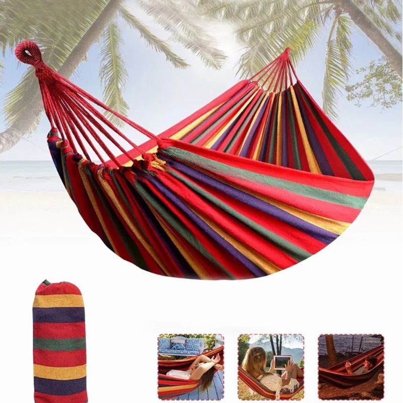 GENERICO - Hamaca Columpio 2 Plazas 100% Algodón Rojo