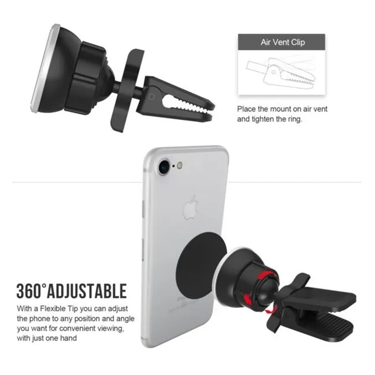 GENERICO - Soporte Celular Magnético Iman 360° Auto Rejilla Aire Acondicionado