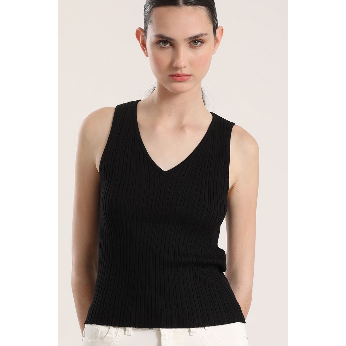 LIOLA - Top tejido lurex mujer Liola negro