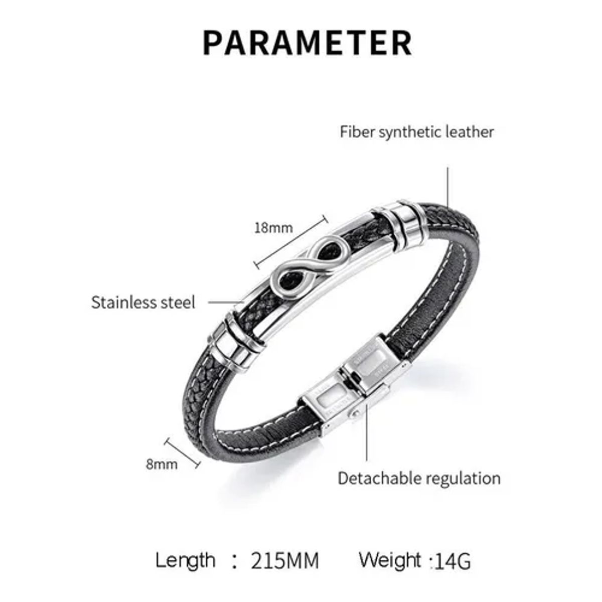 GENERICO - Pulsera De Cuero Infinito Hombre Mujer Elegante Y Juvenil Royal Madriz