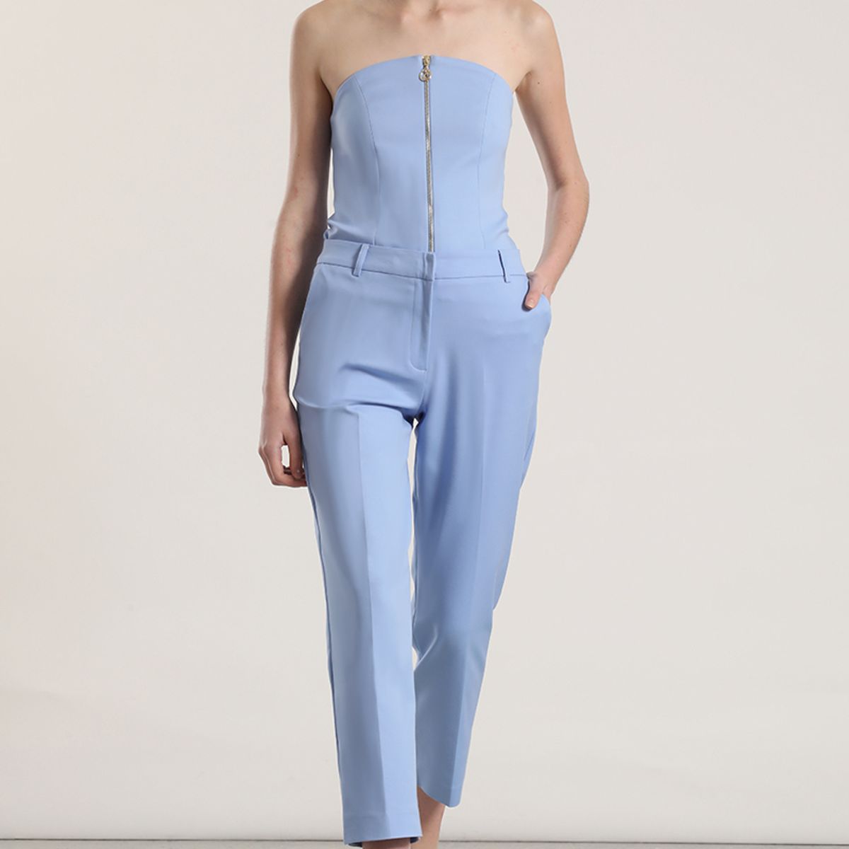 LIOLA - Top strapless Liola mujer celeste