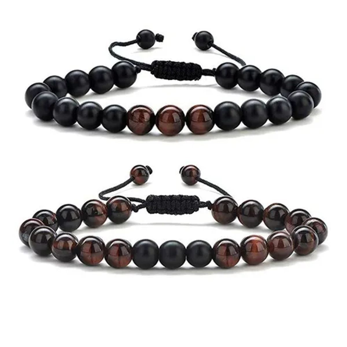 GENERICO - Conjunto Pulseras Piedra Onix Y Ojo De Tigre parejas Royal Madriz