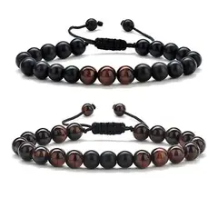 GENERICO - Conjunto Pulseras Piedra Onix Y Ojo De Tigre parejas Royal Madriz