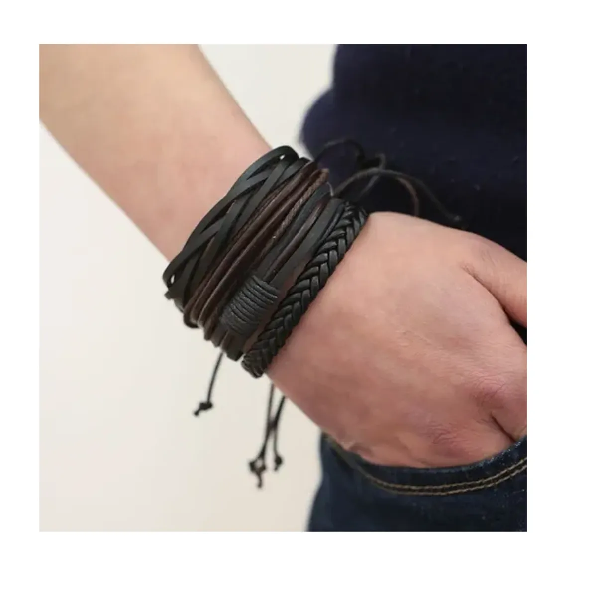 GENERICO - Pulsera De Hombre Y Mujer De Cuero Elegante Juvenil