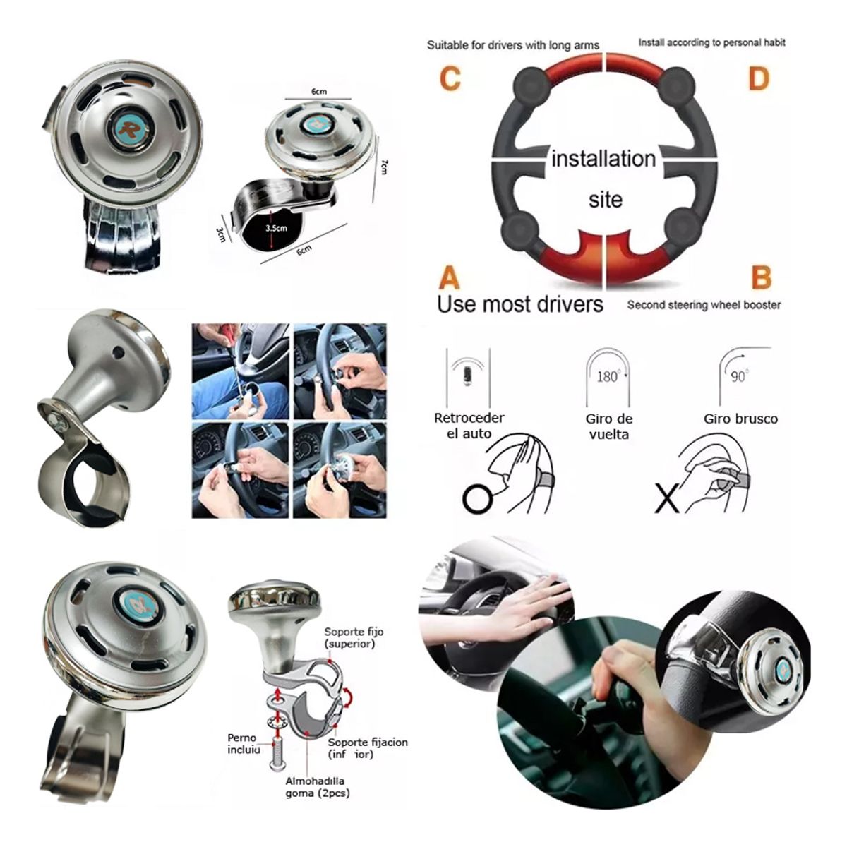 Perilla Giratoria Para Volante Pomo Universal Auto, marca GENERICO - Foto 2