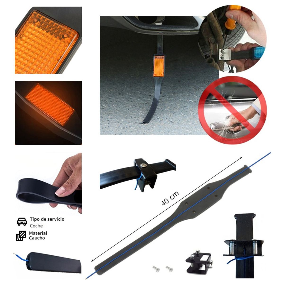 GENERICO - Correa Antiestatica Reflectante Para Autos Con Cable