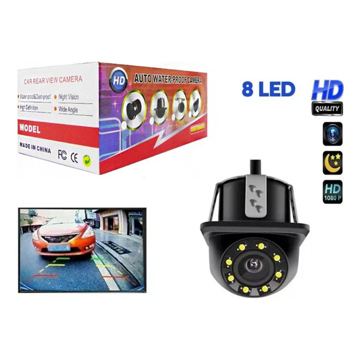 GENERICO - Camara Retroceso Hd 8led 12v Auto Visión Nocturna Ip66