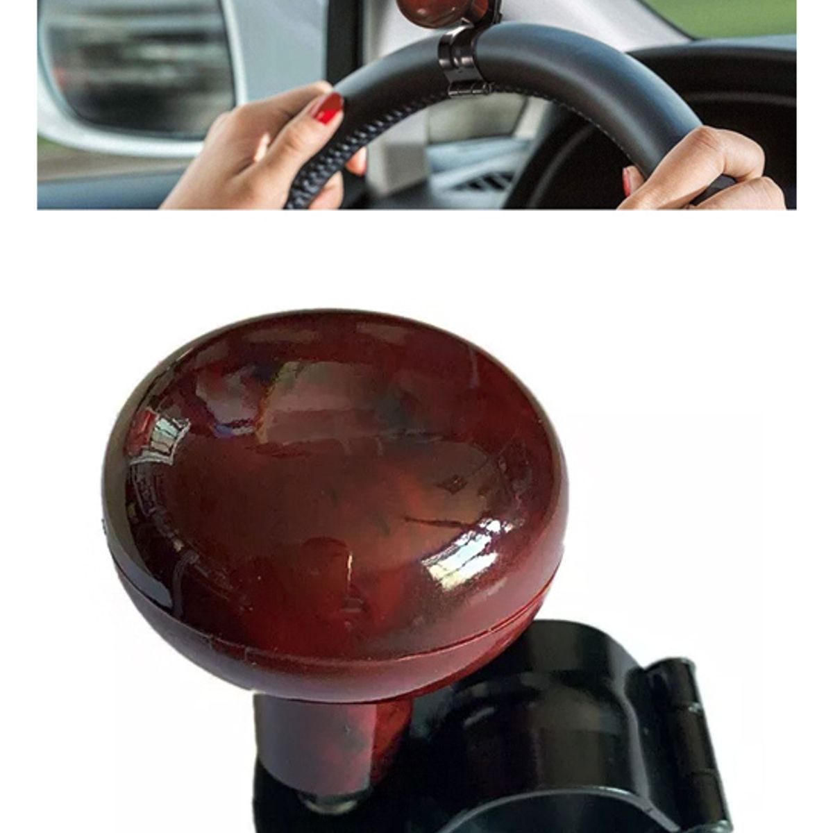 GENERICO - Perilla Giratoria Tipo Madera Volante Pomo Universal Auto