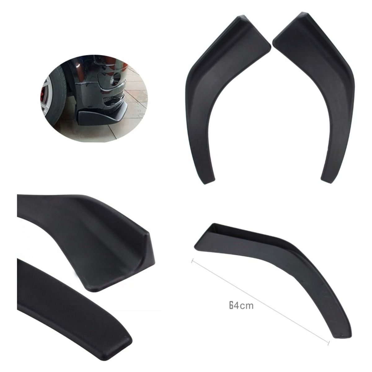 GENERICO - Lip Bumper Trasero Universal Negro Mate