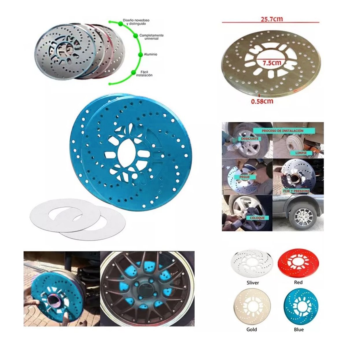 GENERICO - Cubre Disco Tambor X2 Metalico Auto Tuning Universal