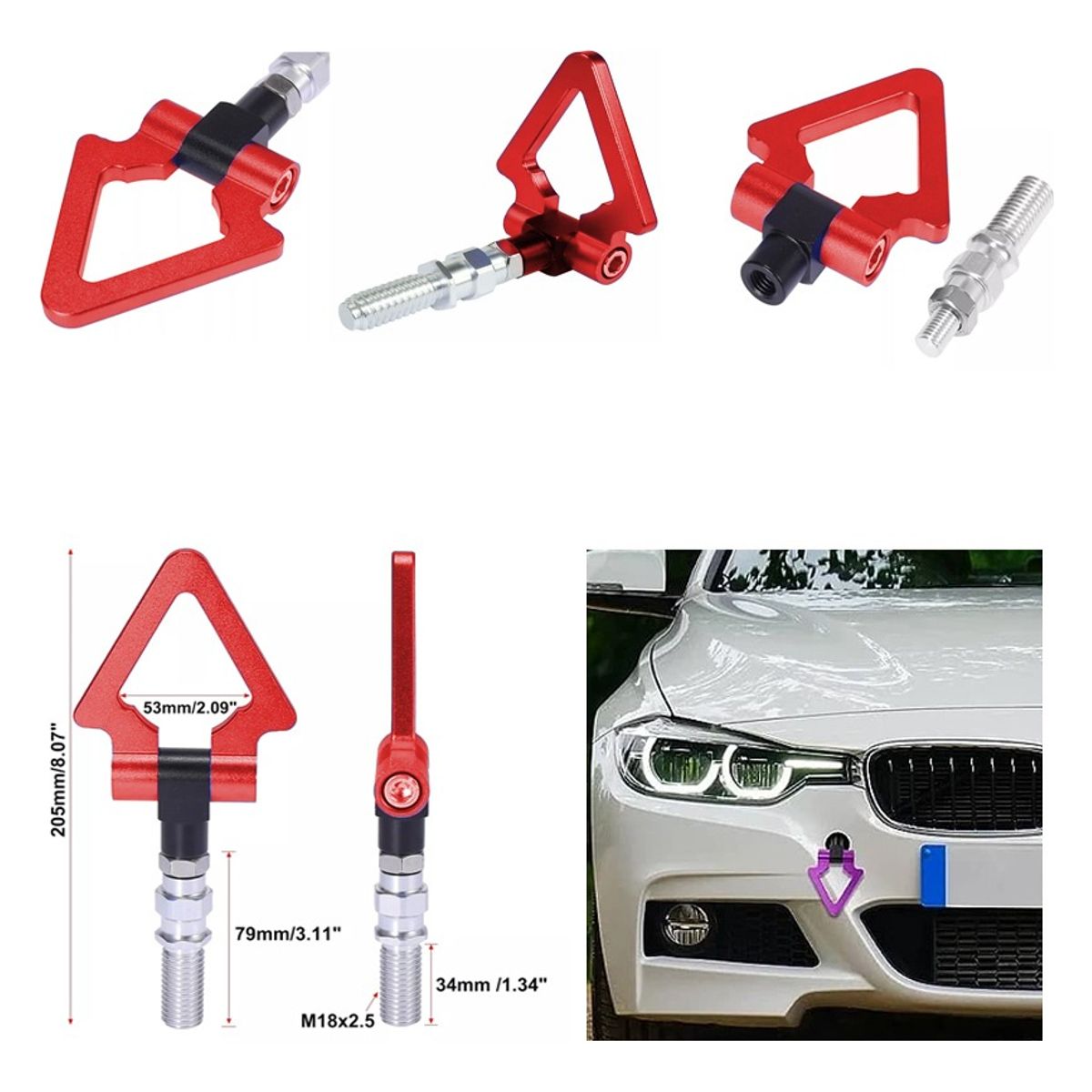 GENERICO - Gancho Delantero Triangular De Remolque Tow Hook Ornamental