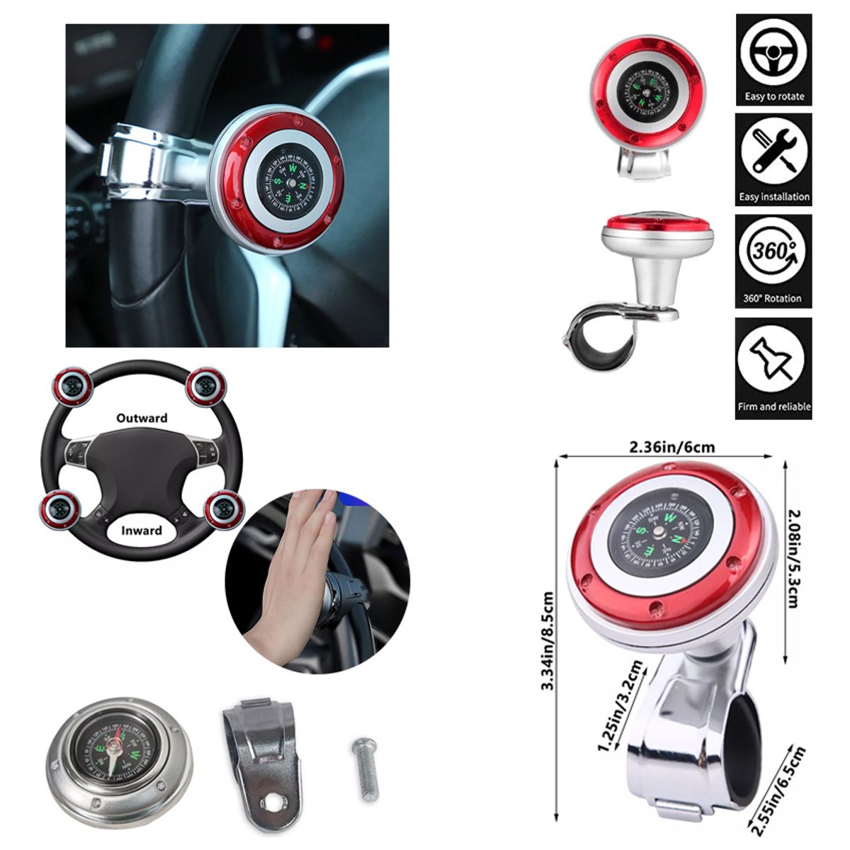 GENERICO - Perilla Giratoria Para Volante Pomo Universal Auto