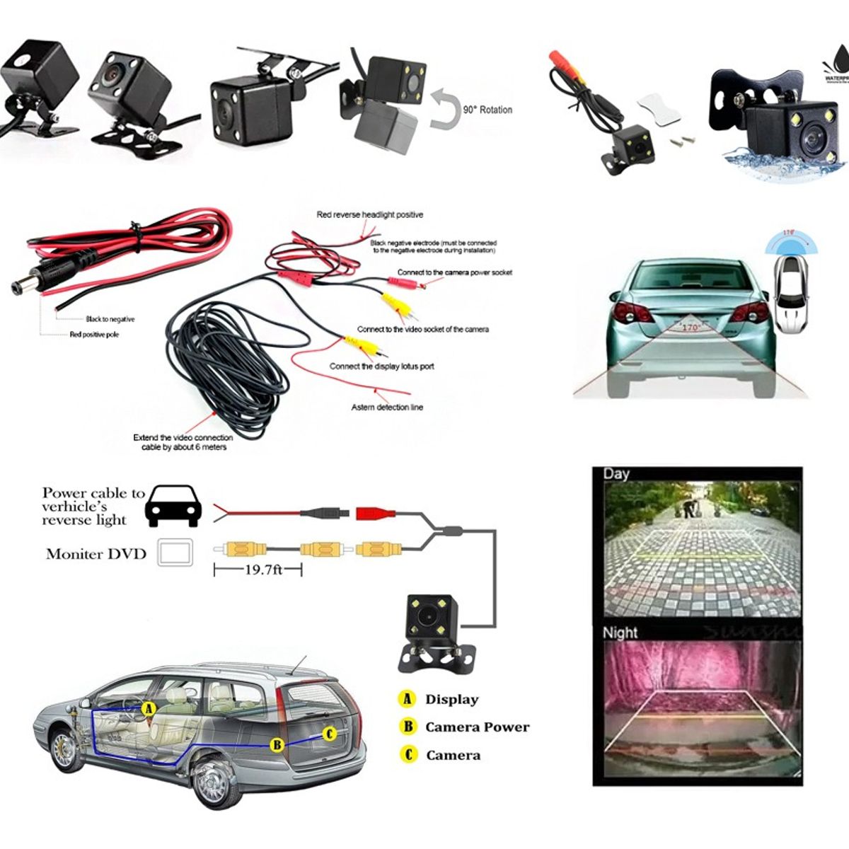 GENERICO - Camara Retroceso Hd 4led 12v Auto Visión Nocturna