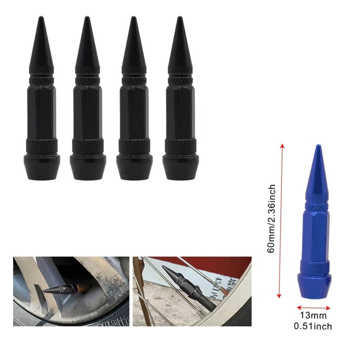 GENERICO - Tapa Válvula Punta X4 Auto Moto Bicicleta Tuning