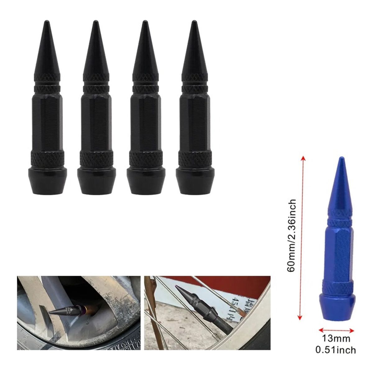 GENERICO - Tapa Válvula Punta X4 Auto Moto Bicicleta Tuning