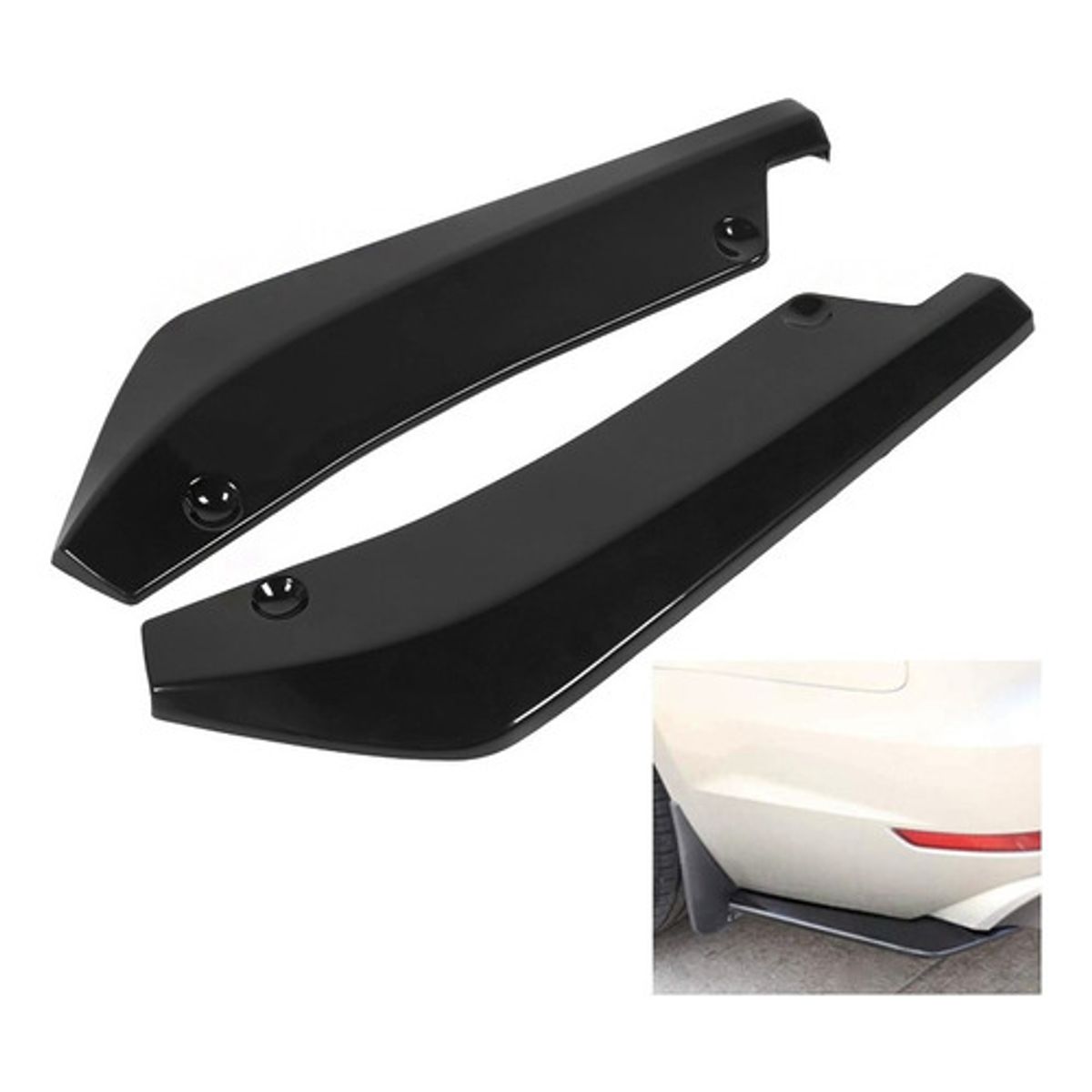 GENERICO - Lip Bumper Trasero Universal Negro Brillante