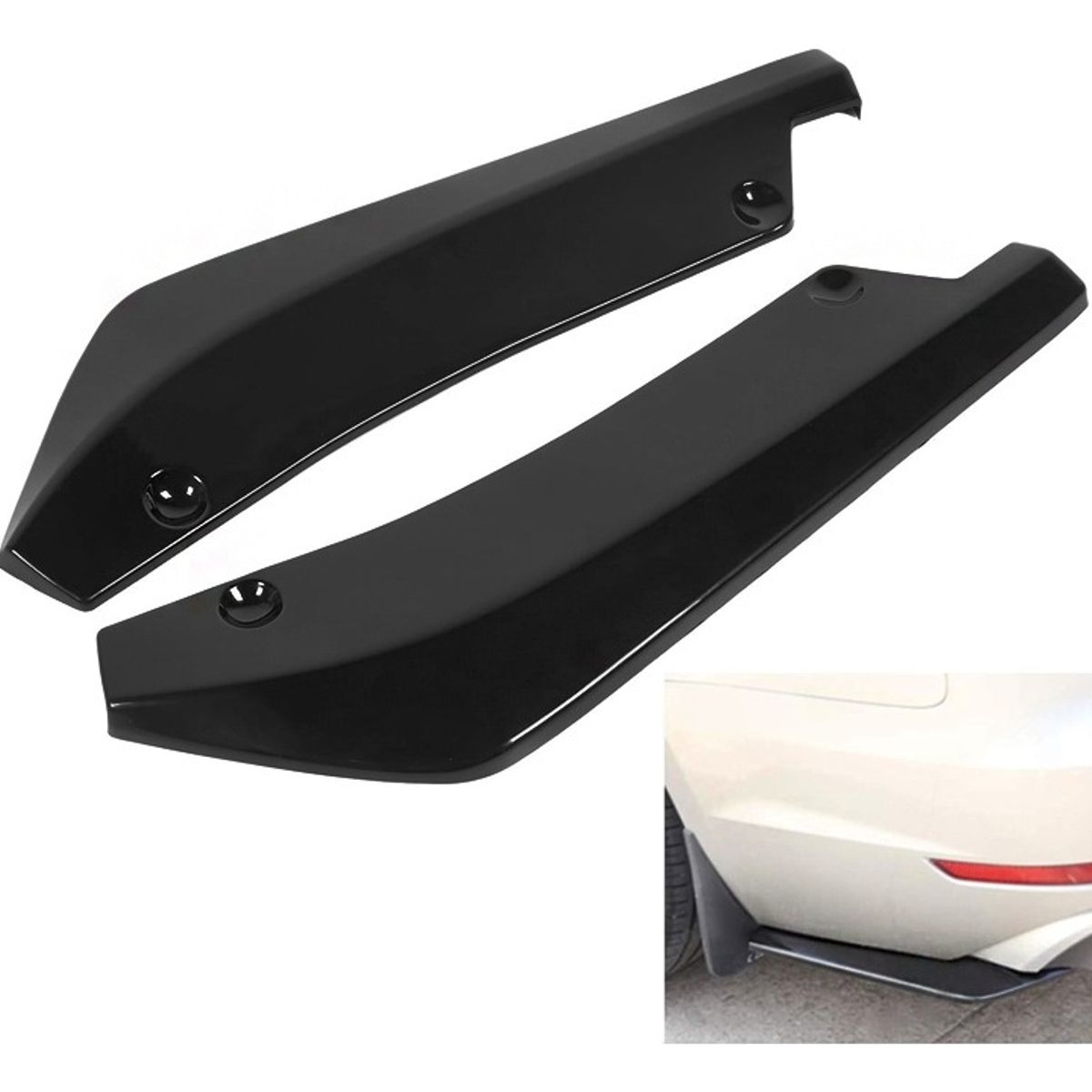 GENERICO - Lip Bumper Trasero Universal Negro Brillante