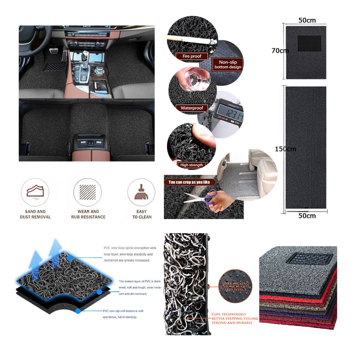 GENERICO - Alfombras Pvc 2 Piezas Recortables Auto Hogar