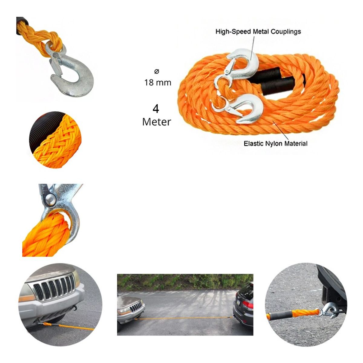 GENERICO - Cable De Remolque Trenzado Linga De Amarre 4mts