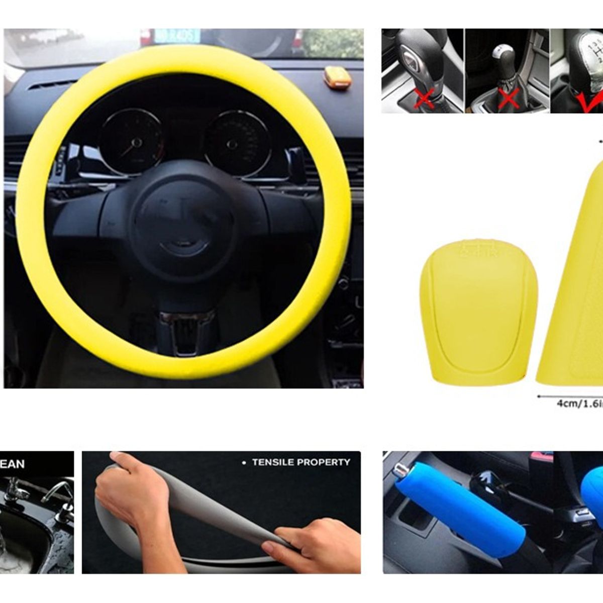 GENERICO - Kit Funda Cubre Volante+pomo+freno Mano Silicona Universal