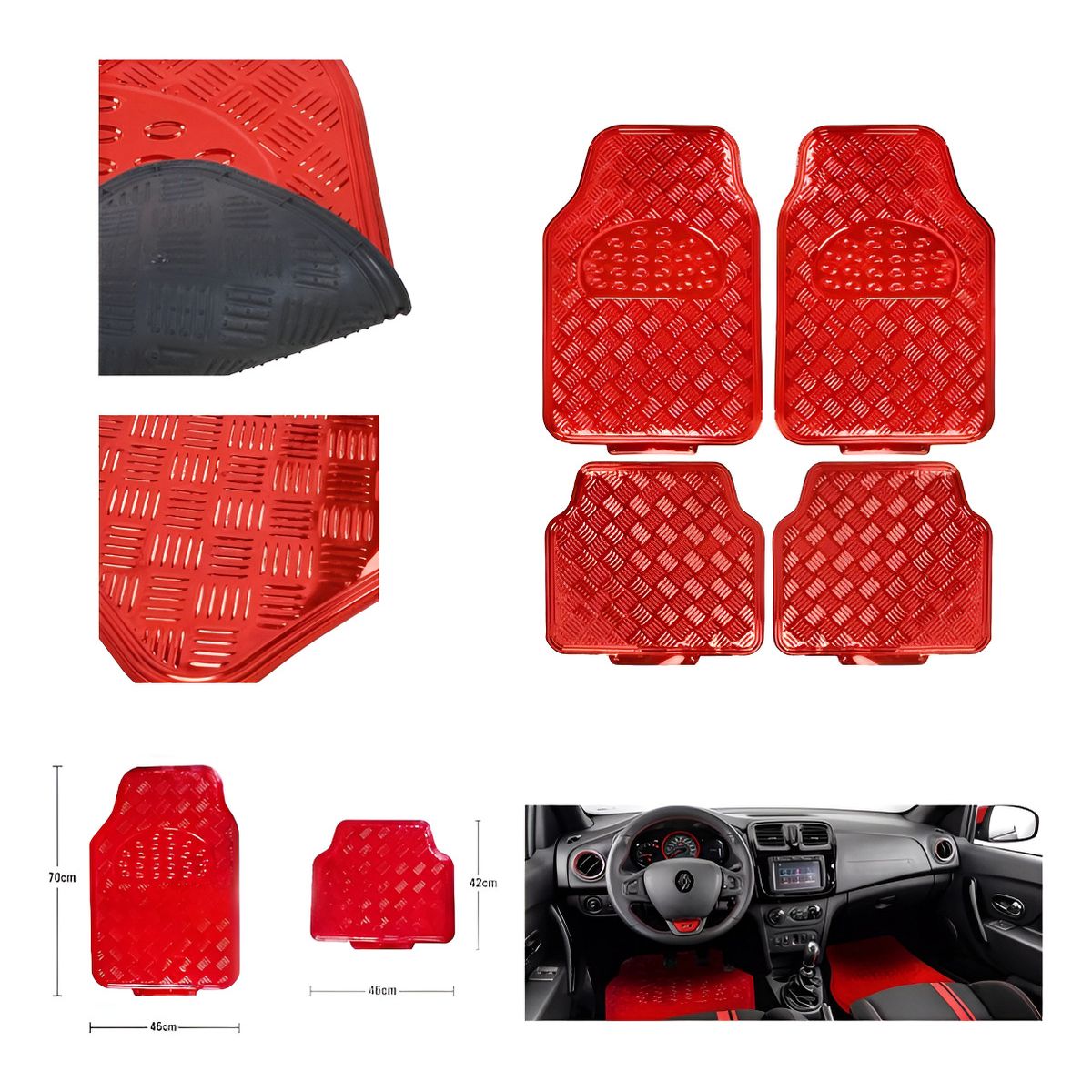 GENERICO - Alfombras Metalizadas 4 Piezas Auto