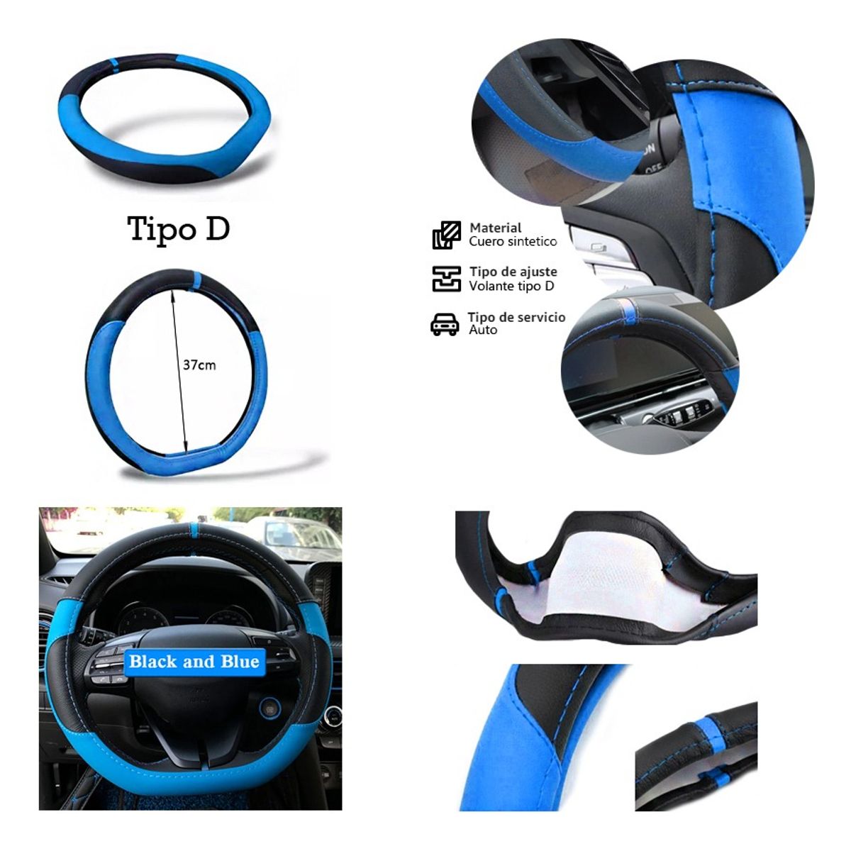 GENERICO - Funda Cubre Volante Deportivo Tipo D Auto
