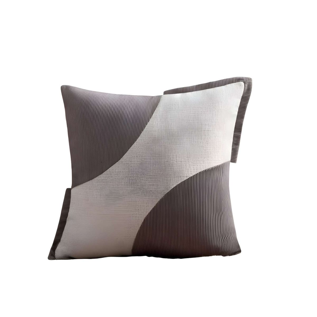 GENERICO - PACK DE 2 FUNDAS DE COJINES DISEÑO TELA PANA EMPALMADO 45CM X 45 CM GRIS