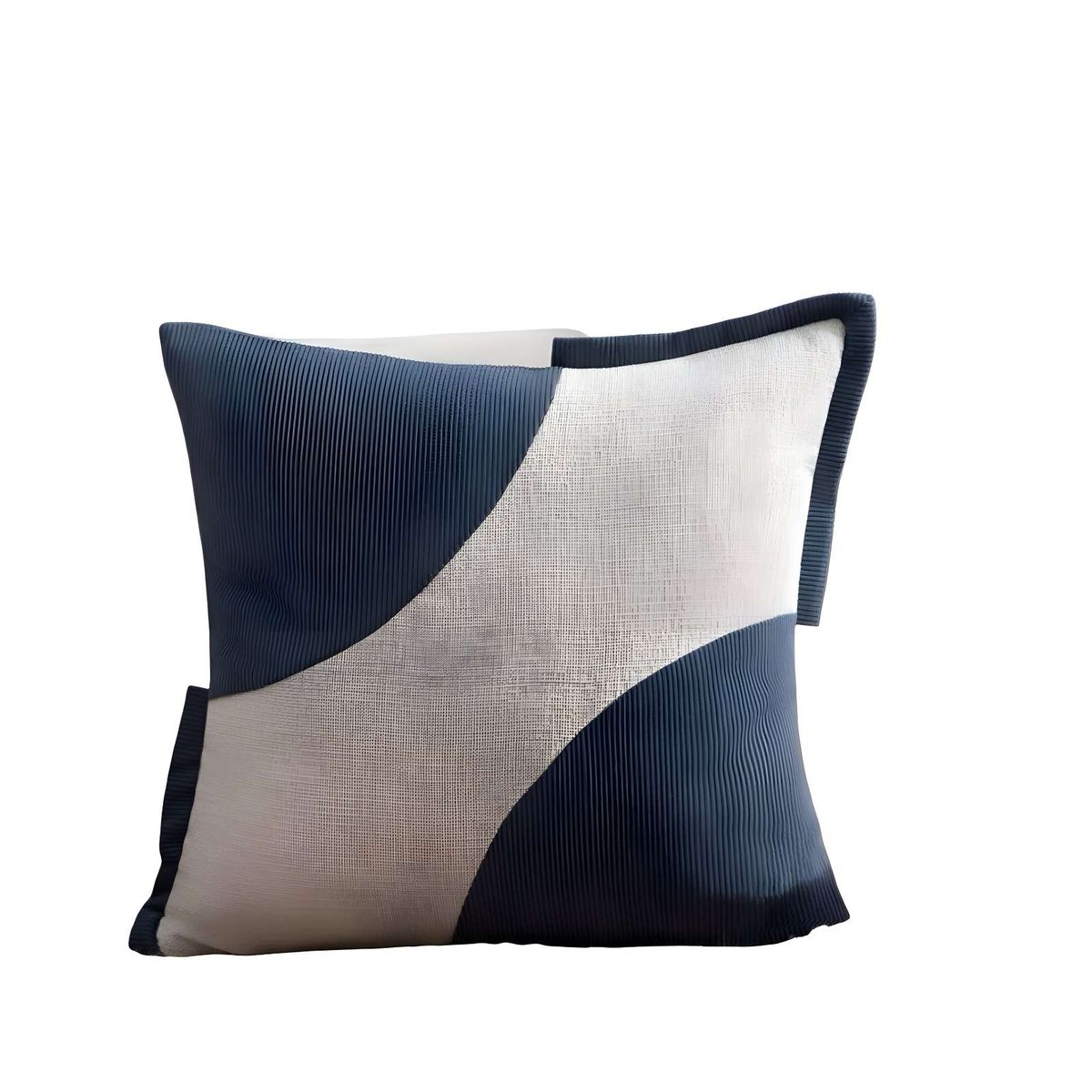 GENERICO - PACK DE 2 FUNDAS DE COJINES DISEÑO TELA PANA EMPALMADO 45CM X 45 CM AZUL