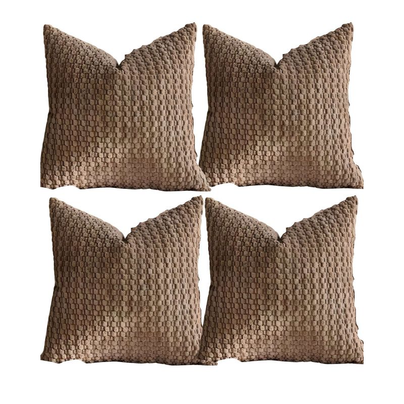 GENERICO - PACK DE 4 FUNDAS DE COJINES DISEÑO DE MAIZ 45CM X 45 CM MARRON