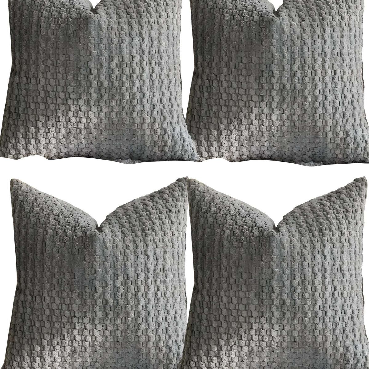 GENERICO - PACK DE 4 FUNDAS DE COJINES DISEÑO DE MAIZ 45CM X 45 CM GRIS