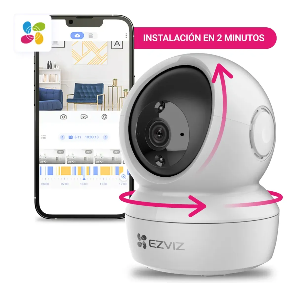 EZVIZ - Camara IP H6C PRO 2K EZVIZ WiFi IR10M Seguimiento Audio - Blanco