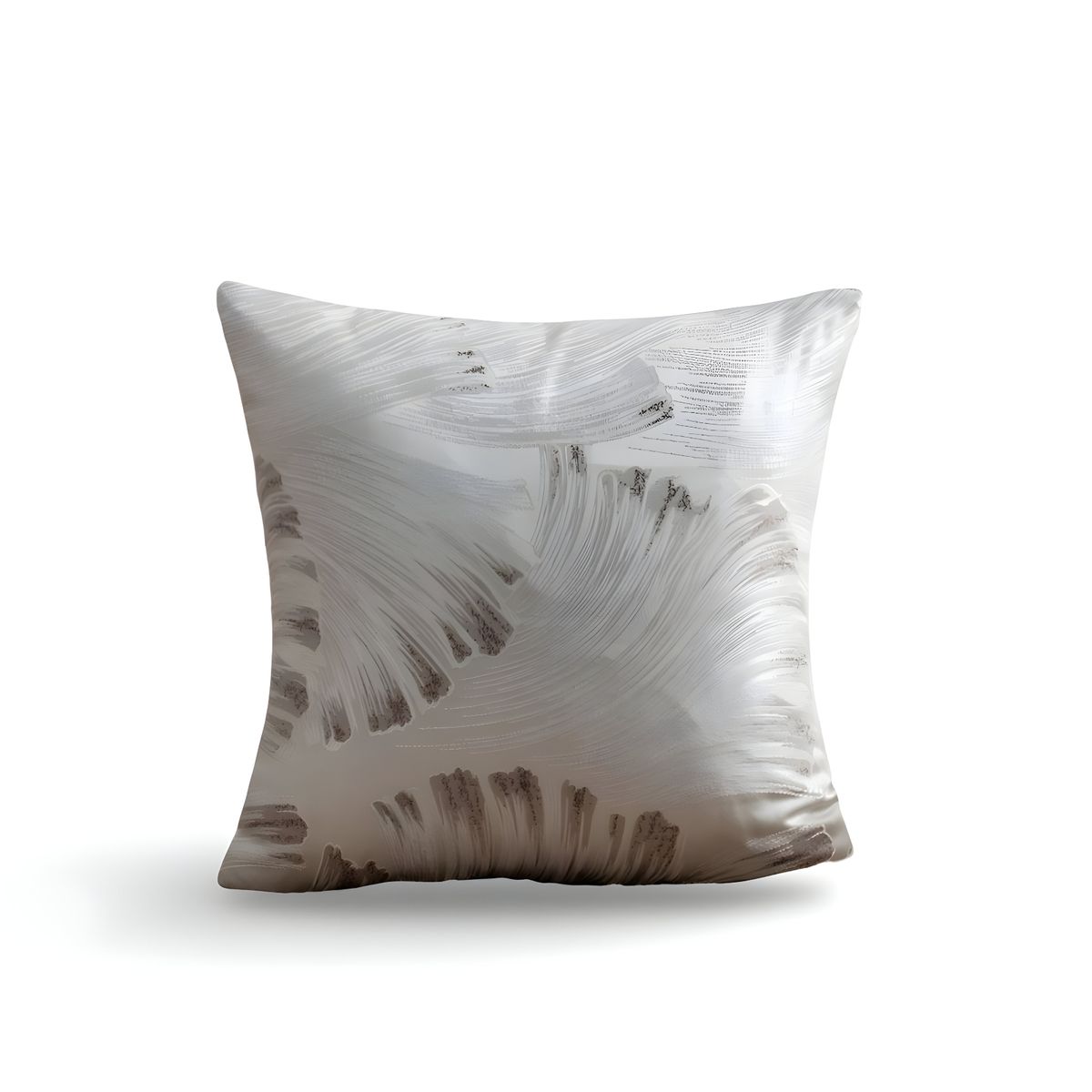 GENERICO - PACK DE 4 FUNDAS DE COJINES SATIN DISEÑO HOJAS 45CM X 45 CM BLANCO