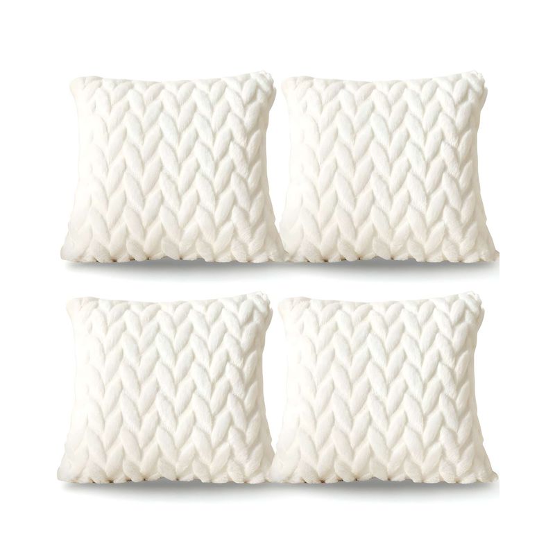 GENERICO - PACK DE 4 FUNDAS DE COJINES DISEÑO ESPIGA 45CM X 45 CM BLANCO