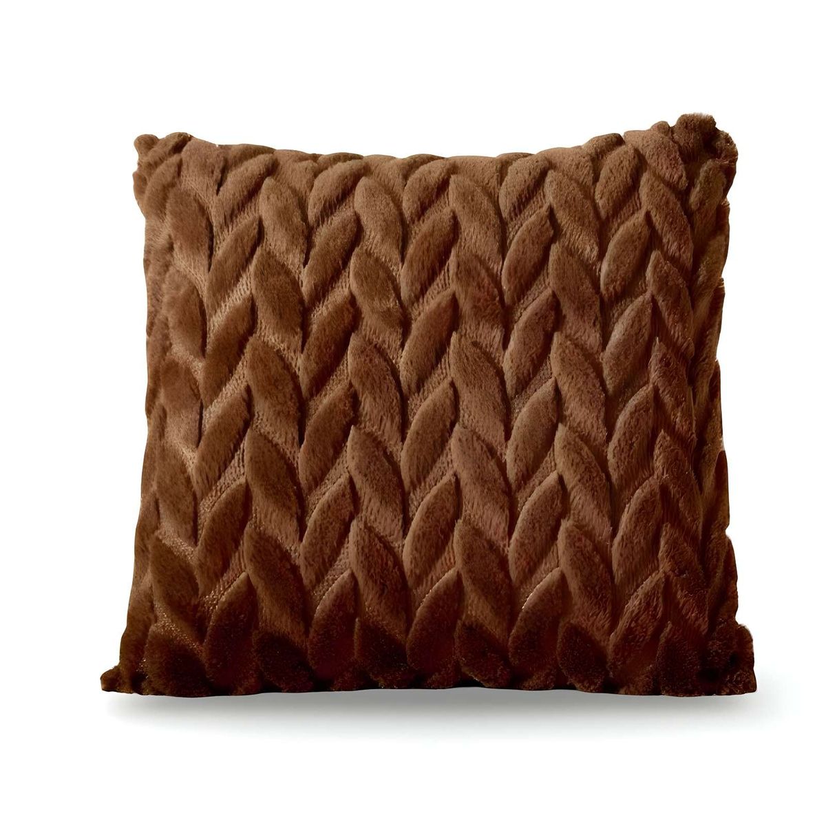 GENERICO - PACK DE 4 FUNDAS DE COJINES DISEÑO ESPIGA 45CM X 45 CM MARRON