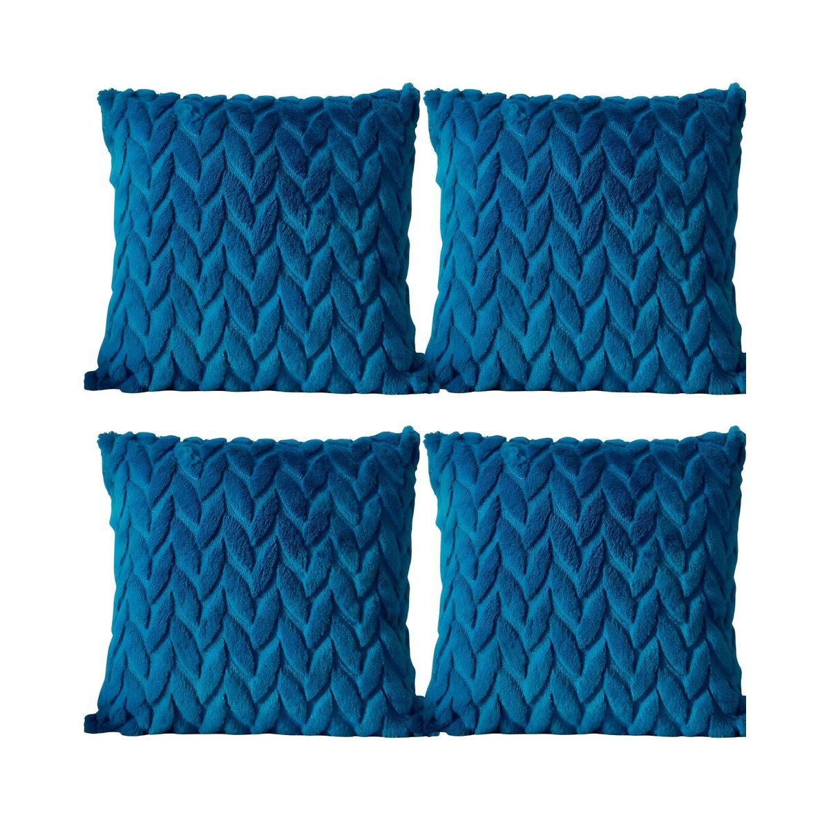 GENERICO - PACK DE 4 FUNDAS DE COJINES DISEÑO ESPIGA 45CM X 45 CM TURQUESA