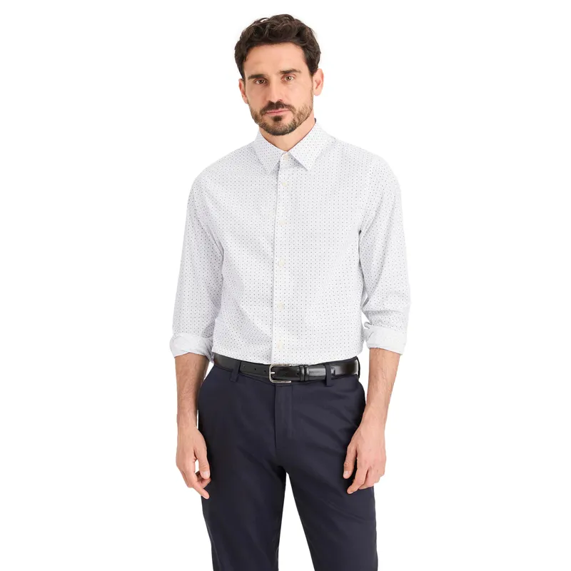 DOCKERS - Camisa Hombre Workday LS Classic Fit Blanco Puntos Dockers