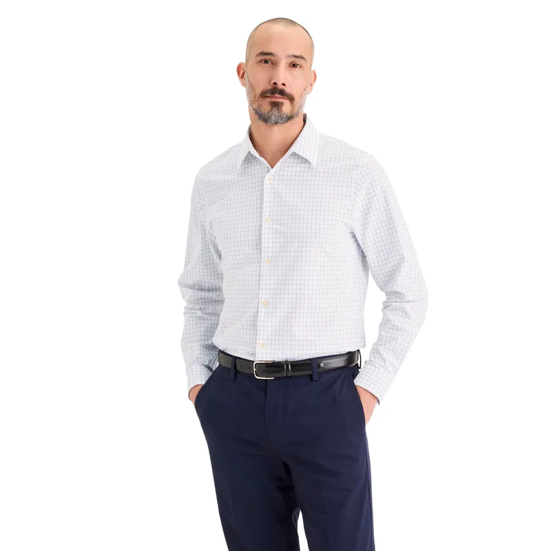 DOCKERS - Camisa Hombre Workday LS Classic Fit Blanco Cuadros Dockers