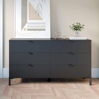 Mueble Comoda Dormitorio 6 Cajones Velador Negro