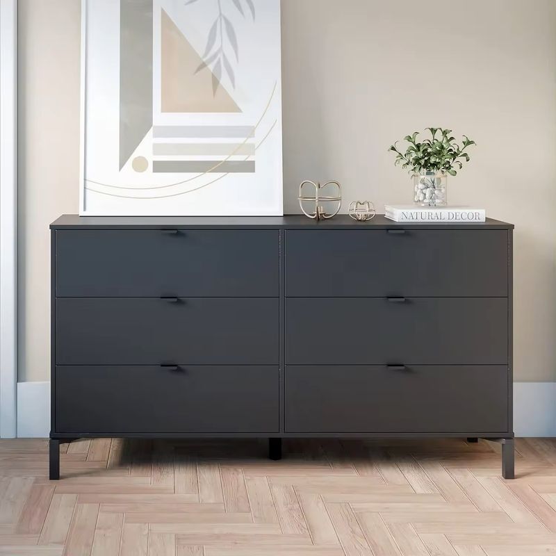 HOMIMAD - Mueble Comoda Dormitorio 6 Cajones Velador Negro