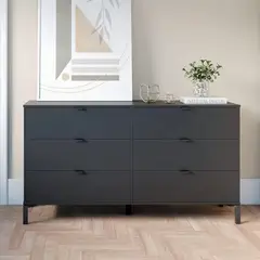 HOMIMAD - Mueble Comoda Dormitorio 6 Cajones Velador Negro