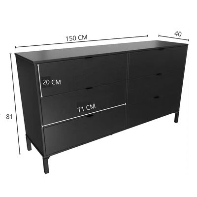 Imagen 2 del producto Mueble Comoda Dormitorio 6 Cajones Velador Negro