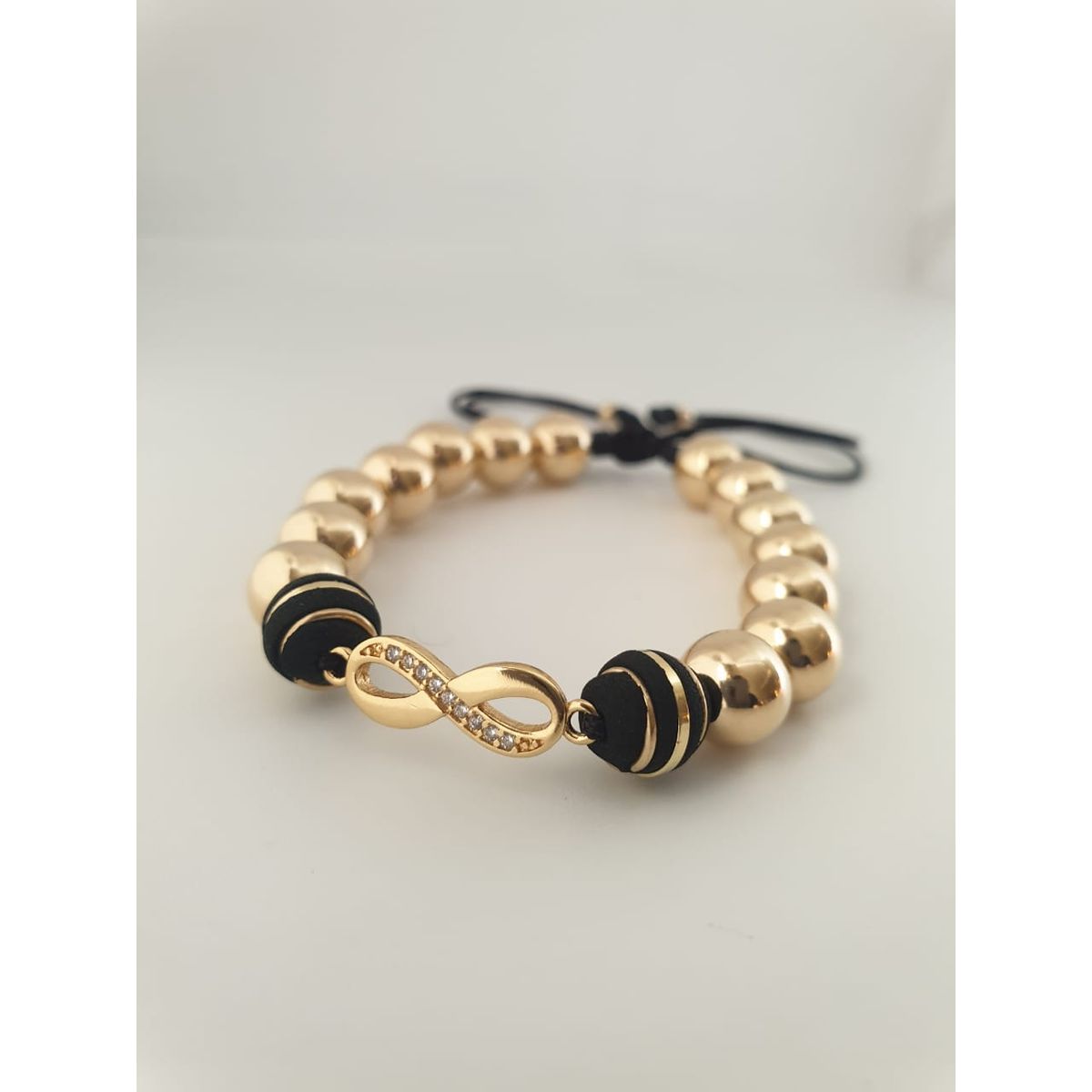 GENERICO - Brazalete con herraje infinito balín oro laminado 18k
