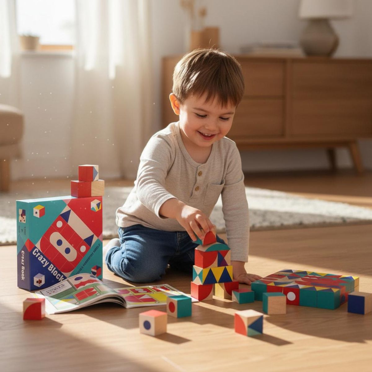 HAOKIDS - Tangrama de madera, set 25 cubos lógicos para Psicopedagogía